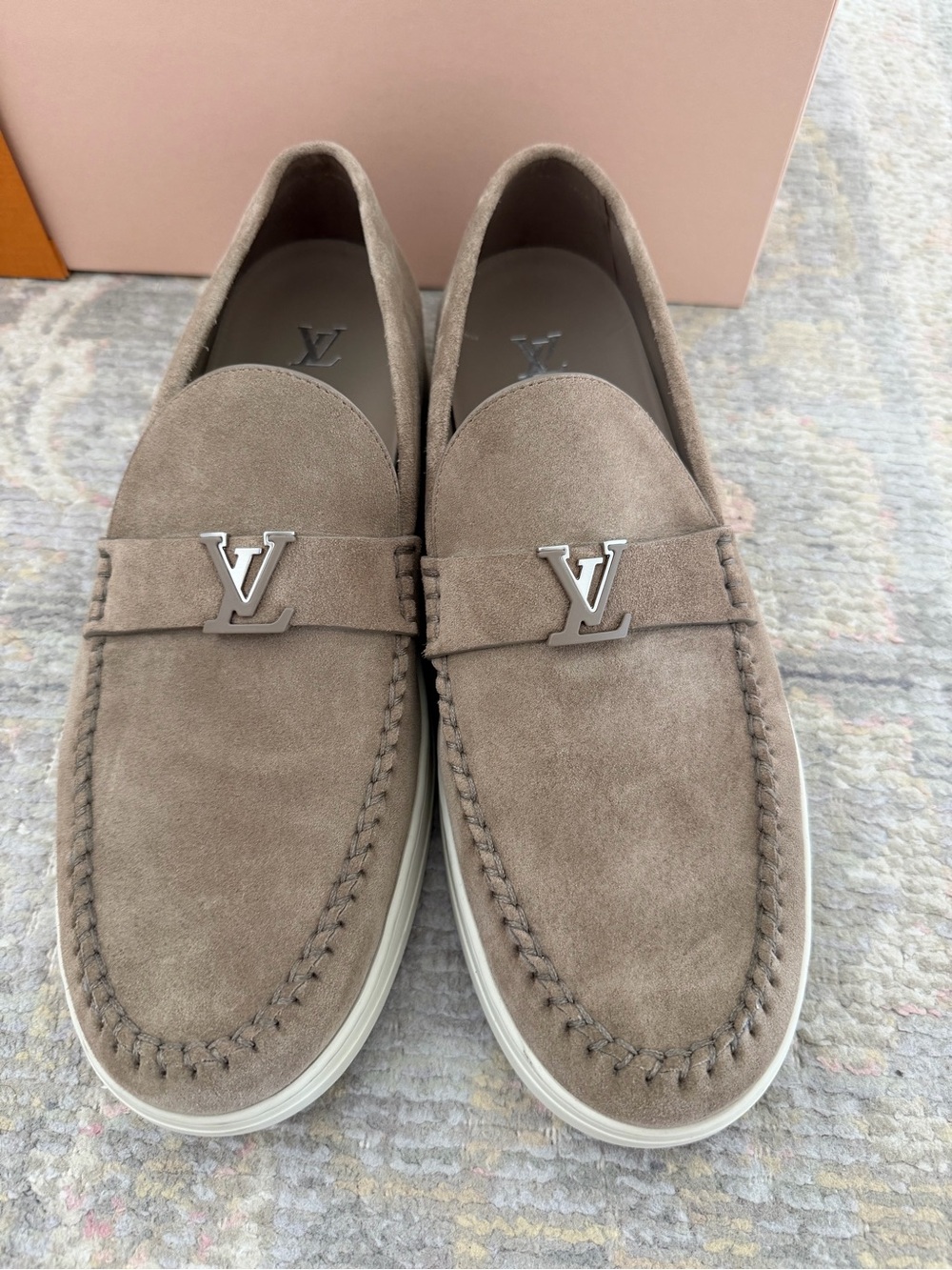 Louis Vuitton LV Resort Loafers Beige Suede Men’s LV Size 12